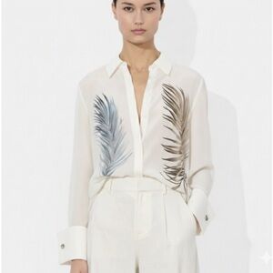 LAFAYETTE 148 NEW YORK
Porto Placed Palms‎ Button-Front Cotton Blouse XS